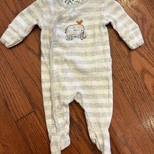 Starting Out Gray Striped Baby Footie with Elephant